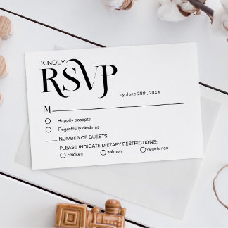 Cartão de Resposta de Casamento Simples e Elegante