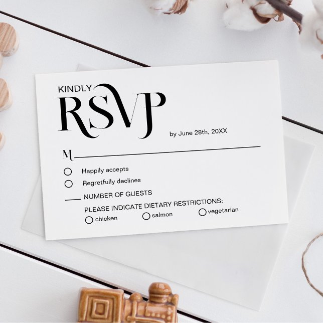 Cartão de Resposta de Casamento Simples e Elegante (Criador carregado)