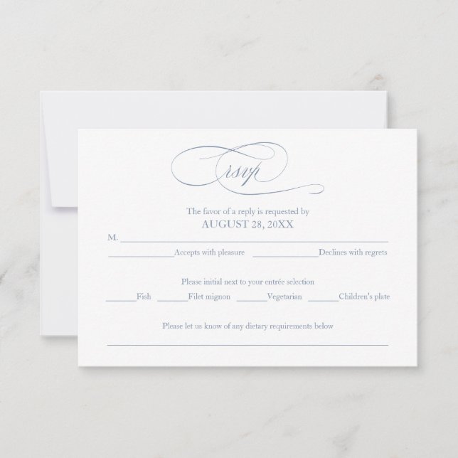 Cartão de Resposta de Casamento Simples Elegante A (Frente)