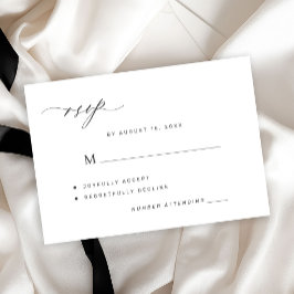Cartão de resposta de casamento simples preto e br