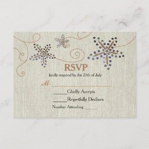 Cartão de Resposta de Casamento Starfish Elegance 