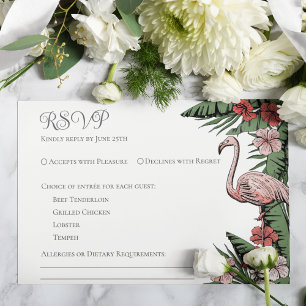 Cartão de Resposta de Casamento Tropical Branco