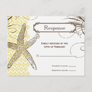 Cartão de Resposta de Casamento Tropical de Damasc