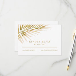 Cartão de resposta de casamento Tropical Gold Palm
