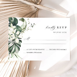 Cartão de Resposta de Casamento Tropical Sage Gree