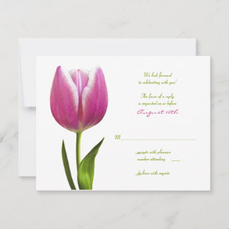 Cartão de Resposta de Casamento Tulipa Rosa