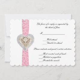 Cartão de Resposta de Casamento Unicórnio Rosa em 