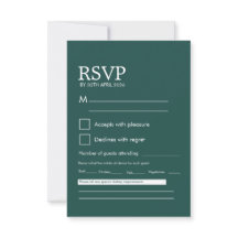 Cartão de Resposta de Casamento Verde Escuro Minim
