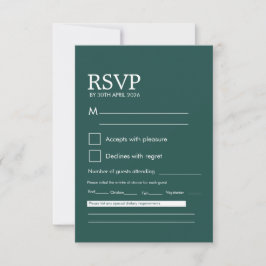 Cartão de Resposta de Casamento Verde Escuro Minim
