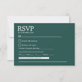 Cartão de Resposta de Casamento Verde Escuro Minim