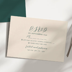 Cartão de Resposta de Casamento Verde Esmeralda Mo
