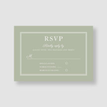 Cartão de Resposta de Casamento Verde Oliva Formal