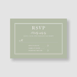 Cartão de Resposta de Casamento Verde Oliva Formal