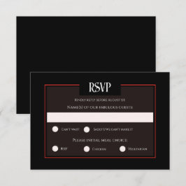Cartão de Resposta de Casamento Vermelho e Preto G