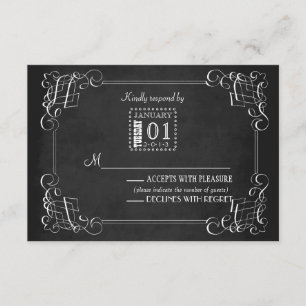 Cartão de Resposta de Casamento Vintage Chalkboard