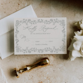 Cartão de Resposta de Casamento Vintage Roses Sage