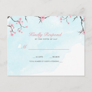 Cartão de Resposta de Casamento Watercolor Cherr