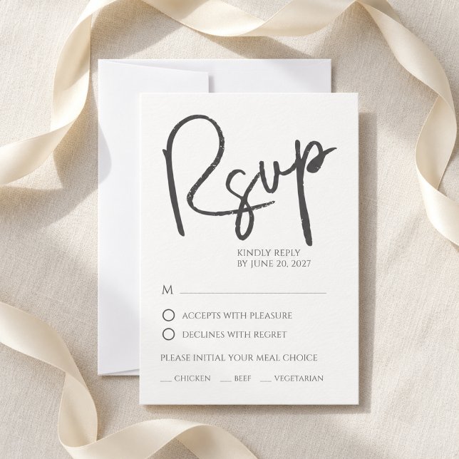 Cartão de Resposta de Casamento Whimsical Script N (Whimsical Script Nothing Fancy Wedding RSVP Card
)