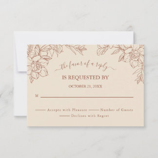 Cartão de Resposta de Casamento Whimsical Terracot