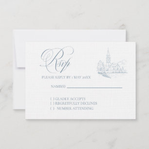 Cartão de resposta de casamento Winter Blue