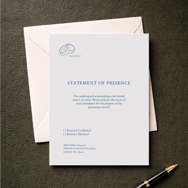 Cartão de Resposta de Cerimônia Civil – Casamento  (Civil Non Traditional Ceremony RSVP)