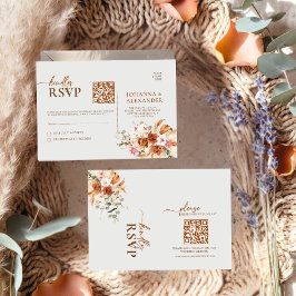 Cartão de Resposta de Código QR Floral Terracota R