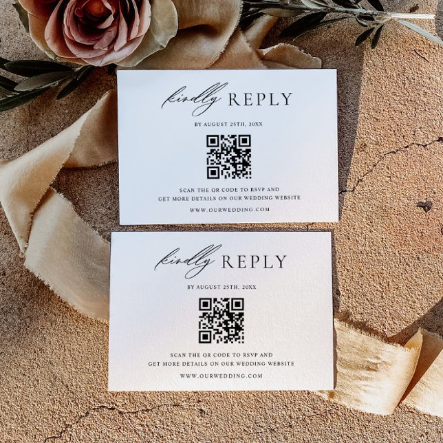 Cartão de Resposta de Código QR para Casamento Min (Criador carregado)
