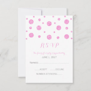 Cartão de Resposta de Confetti Glitter Rosa