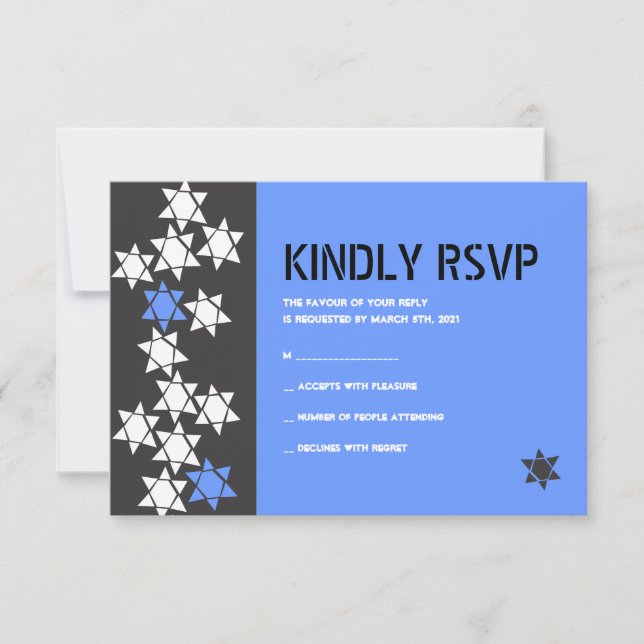 Cartão de Resposta de Convite Bat Mitzvah para Bar (Frente)