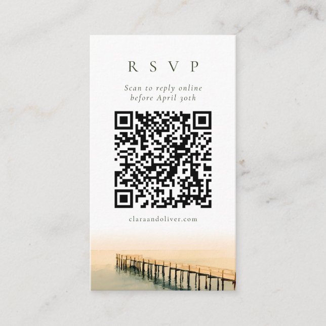 Cartão de Resposta de Convite com Código QR de Aqu (Frente)