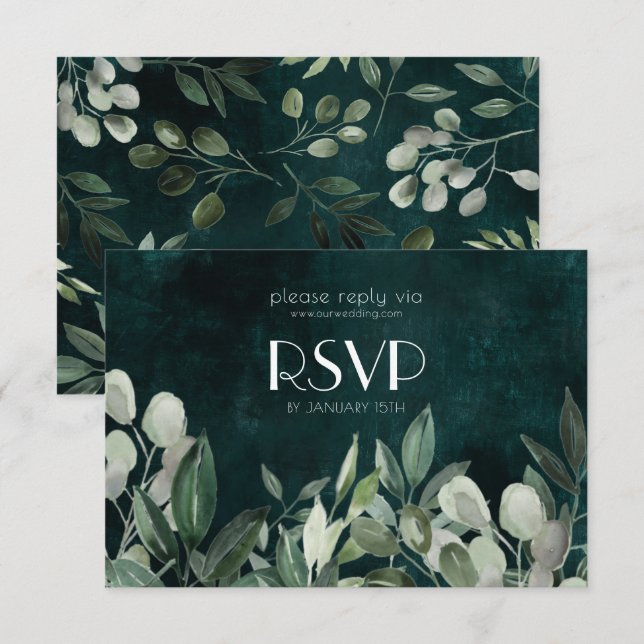 cartão de resposta de convite com coroa de folhage (Frente/Verso)