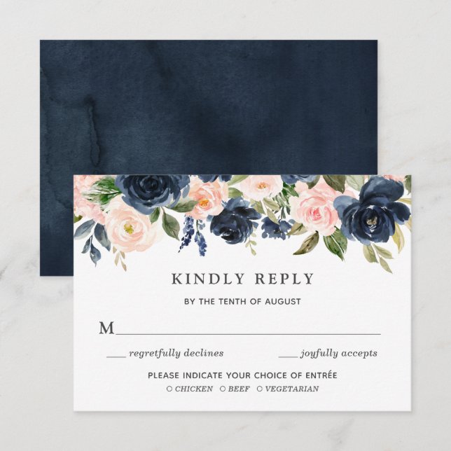 Cartão de resposta de convite de casamento floral  (Frente/Verso)