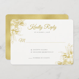 Cartão de Resposta de Convite de Casamento Floral