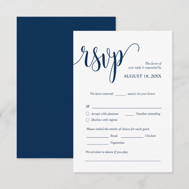 Cartão de Resposta de Convite de Casamento Moderno (Frente/Verso)