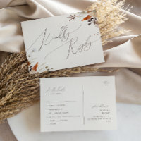 Cartão de Resposta de Convite de Menu Bege de Flor