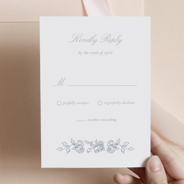 Cartão de Resposta de Convite para Casamento Regên (Regency Monogram RSVP Card)