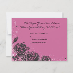 Cartão de Resposta de Convite para Rosas Elegante