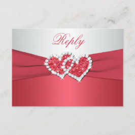 Cartão de Resposta de Corações Unidos Rosa Coral e