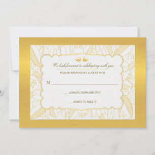 Cartão de Resposta de Dourado Flora Bliss