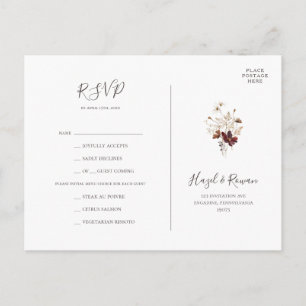 Cartão de Resposta de Escolha de Menu de Flor Silv