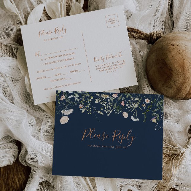 Cartão de Resposta de Escolha de Menu de Flor Silv (Criador carregado)