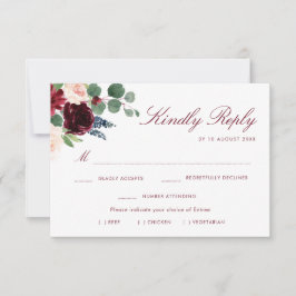 cartão de resposta de escolha de refeição floral r