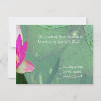 cartão de resposta de flor de lírio de água rosa