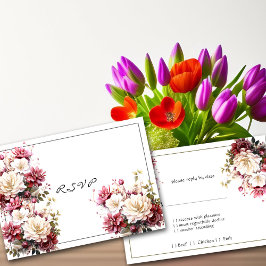 Cartão de Resposta de Flores de Verão em Aquarela 