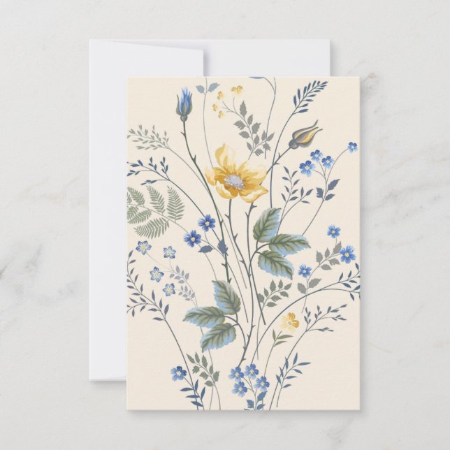Cartão de Resposta de Flores Silvestres Azuis e Am (Frente)