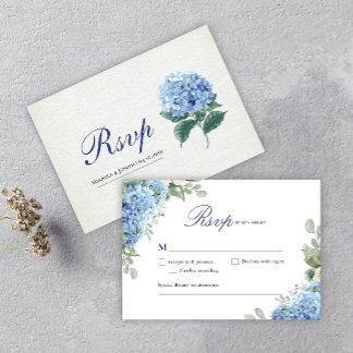 Cartão de Resposta de Hydrangea Azul SINI