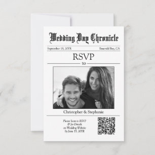 Cartão de Resposta de Jornal Branco com Código QR 