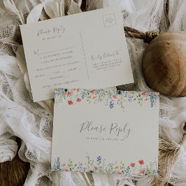 Cartão de Resposta de Menu de Flor Silvestre Radia