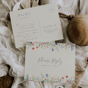 Cartão de Resposta de Menu de Flor Silvestre Radia