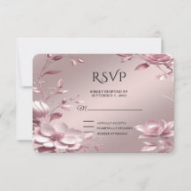 Cartão de Resposta de Moldura Floral Rosa Delicada